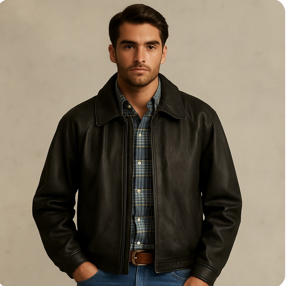 Pelle Studio by Wilsons Leather Black Genuine Leather Bomber Jacket XL Classic